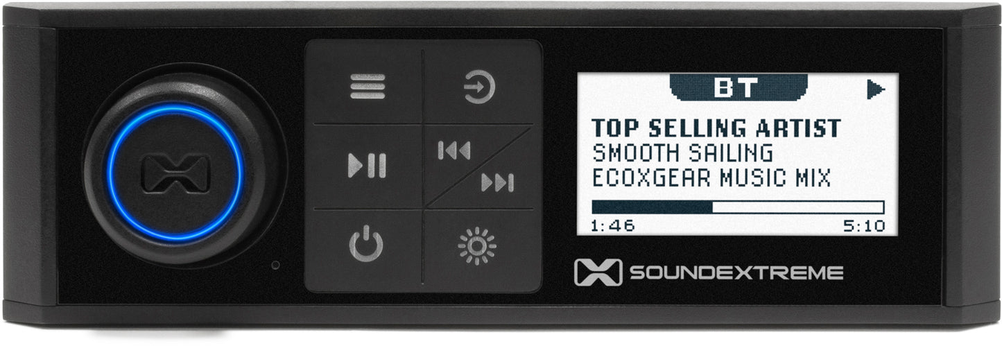ECOXGEAR SEI-SEMRN1DIN Waterproof 1-DIN Car Radio with Bluetooth and Multi-Zone Audio
