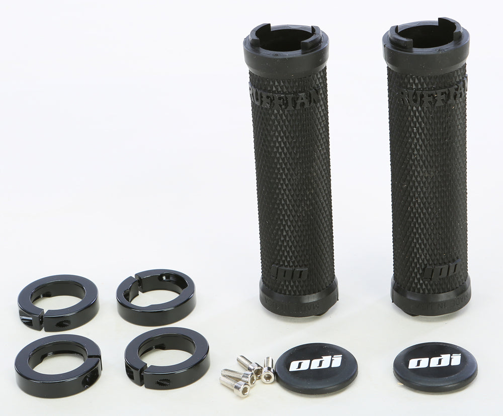 ODI Ruffian No Flange Lock-On Grip Black/Black 130mm - Durable Bicycle Handlebars Grip