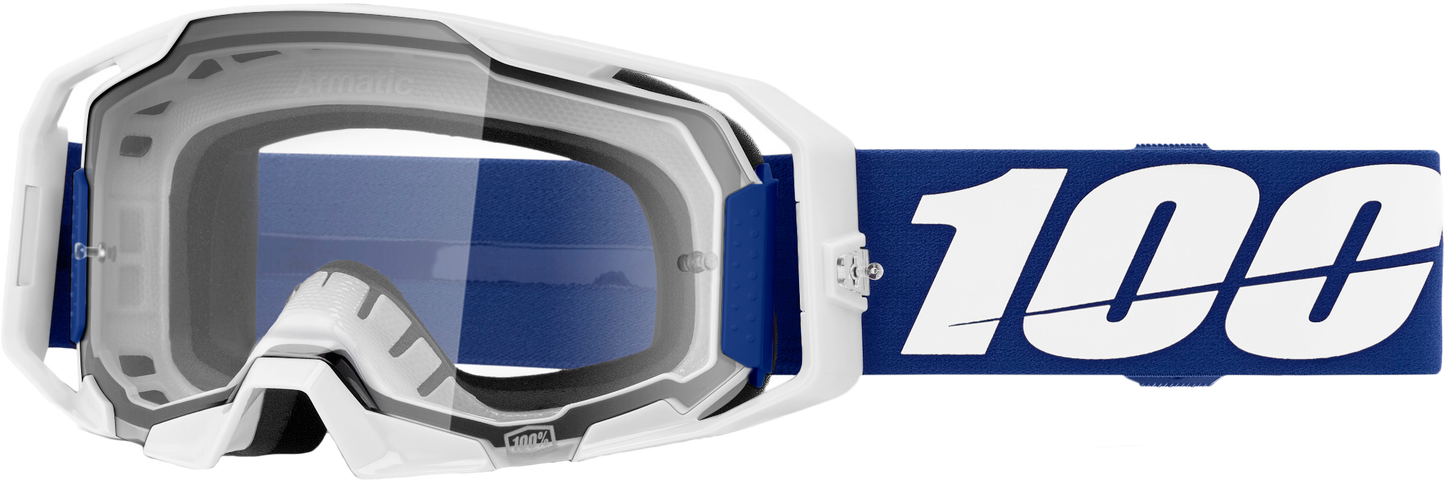 100-Percent Armatic Goggle with Blue Clear Lens – MX Racing Goggles with Quick-Release System
