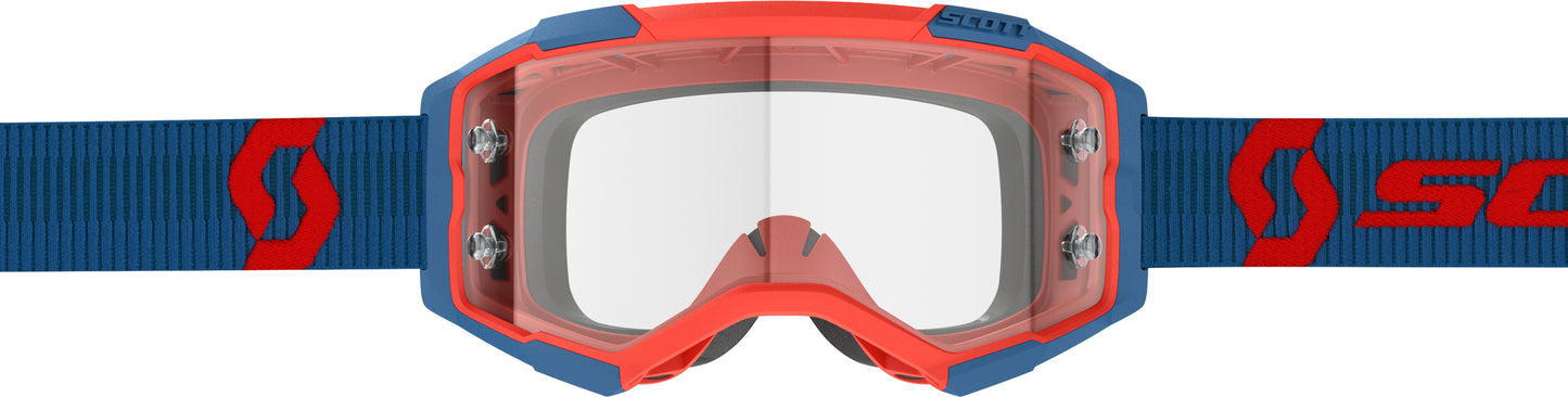 SCOTT Fury Goggle Dark Blue/Neon Red Clear Works – High-Performance Motocross Goggles with Anti-Fog and Wide Field of Vision