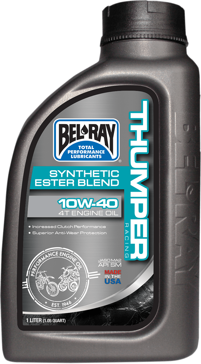 BEL-RAY Thumper Synthetic Blend 4T Oil 10W-40 - 1L - Part Number 99520-B1LW - Kelly Motorsports