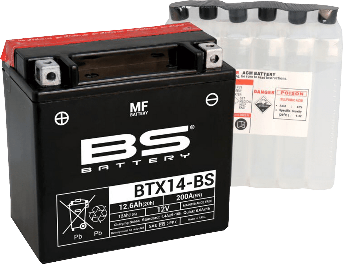 BS Battery BTX14-BS (YTX) 300604 Maintenance-Free Marine Battery - Kelly Motorsports