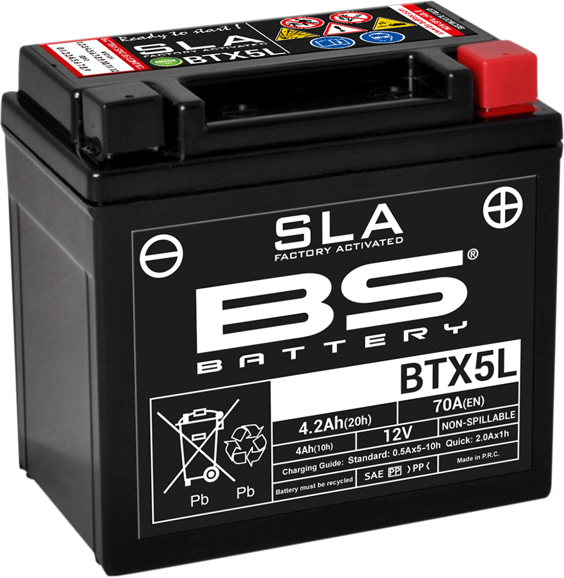 BS Battery BTX5L (YTX) 300670 Absorbed Glass Mat (AGM) Motorcycle Battery - Kelly Motorsports