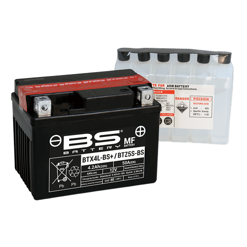 BS Battery BTZ5S-BS / BTX4L-BS (YTZ / YTX) Maintenance-Free Deep Cycle Battery - Model 300617 - Kelly Motorsports