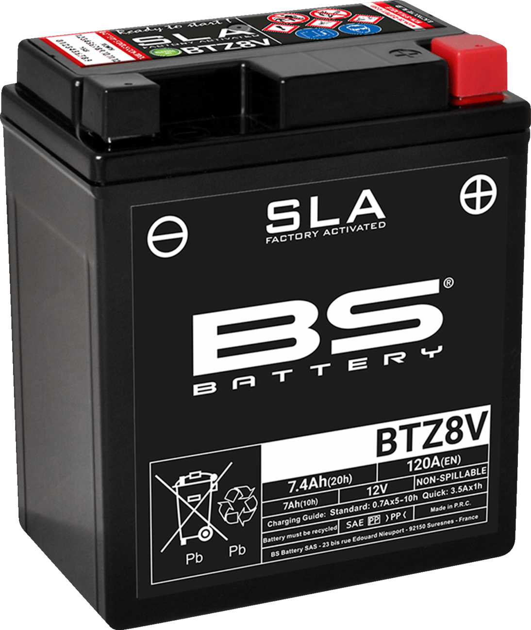 BS Battery BTZ8V (YT) 300890 Absorbed Glass Mat Deep Cycle Battery - Kelly Motorsports