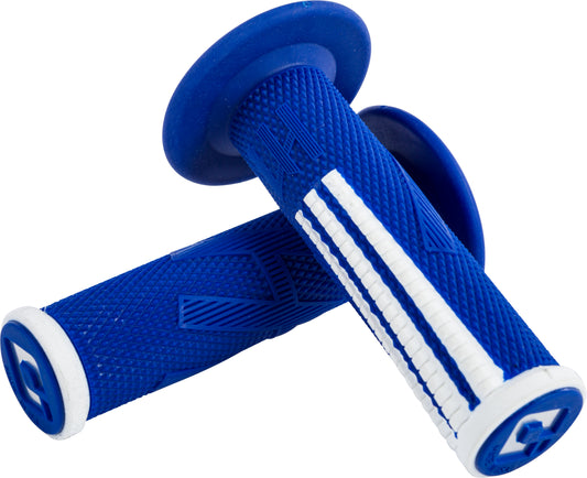 ODI Emig2 Pro V2 Lock-On Grip Blue/White - Signature MX Motorcycle Handlebar Grip with Soft Compound and Aluminum Reinforced Ends