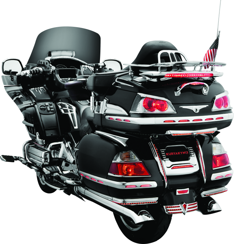Kuryakyn LED Lighted Trunk Lid Handle for Honda GL1800 Gold Wing (2001-2005) - Chrome with Clear Lens and Red LEDs