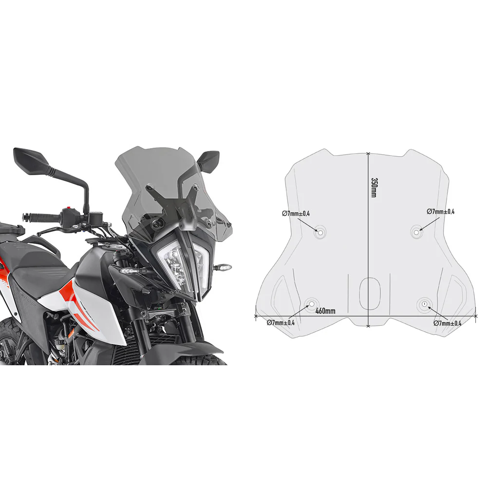 GIVI 7710D Smoke Motorcycle Windshield for KTM - Enhanced Wind Protection and Style