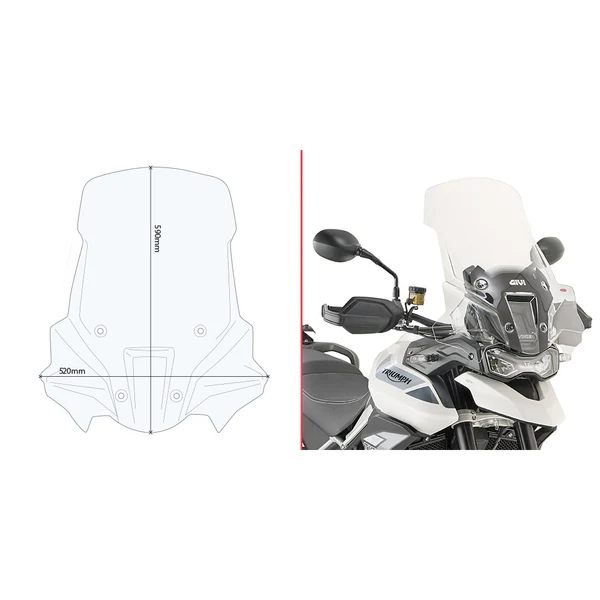 GIVI D6415ST Clear Motorcycle Windshield for Enhanced Wind Protection and Style