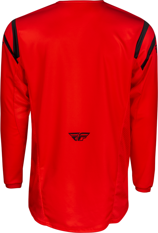 Fly Racing Kinetic Center Jersey Red/Black 2X — Performance Motocross Jersey with Tagless Comfort and Mesh Ventilation
