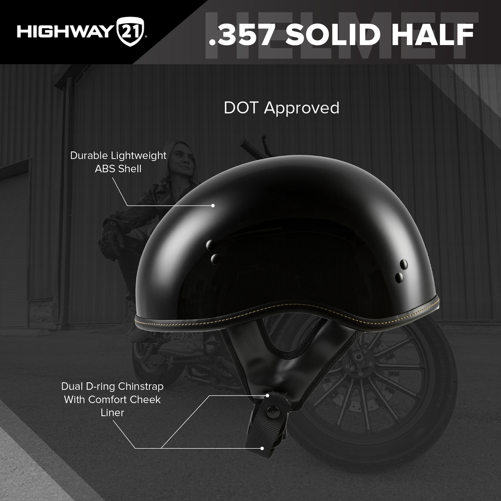 Highway 21 .357 Solid Half Helmets