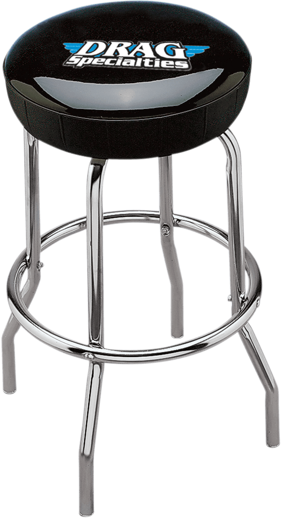 Drag Specialties Bar Stool X80-6020D with Three-Color Logo and Chrome Pedestal - Kelly Motorsports