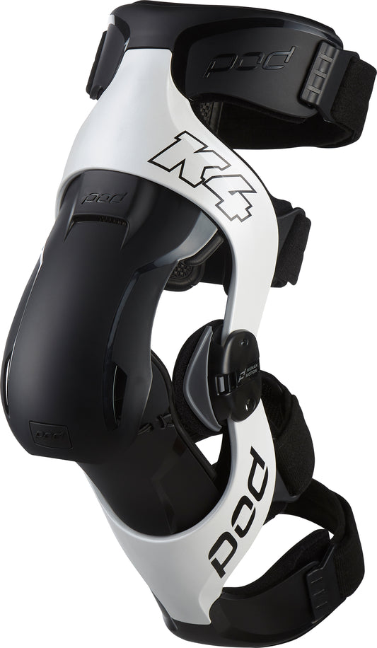 POD K4 V2.0 Knee Brace (Left) White/Black XL/2X – Impact-Modified Frame & Multi-Sport Protection