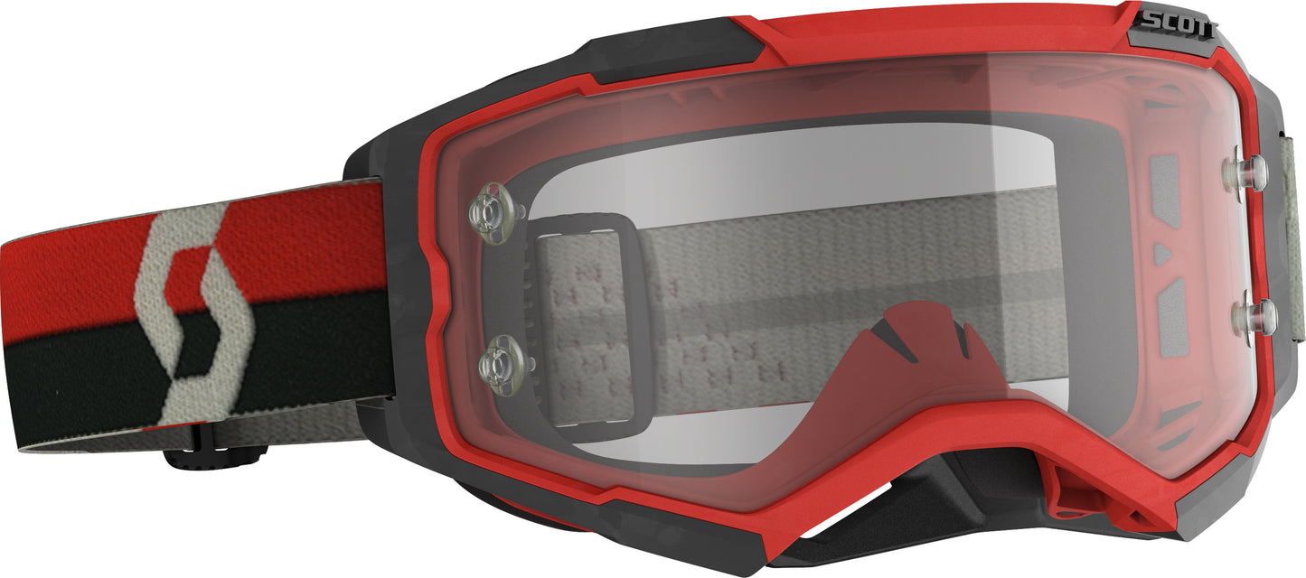SCOTT Fury Goggle Red/Black with Clear Works Lens – High-Performance Motocross Eyewear