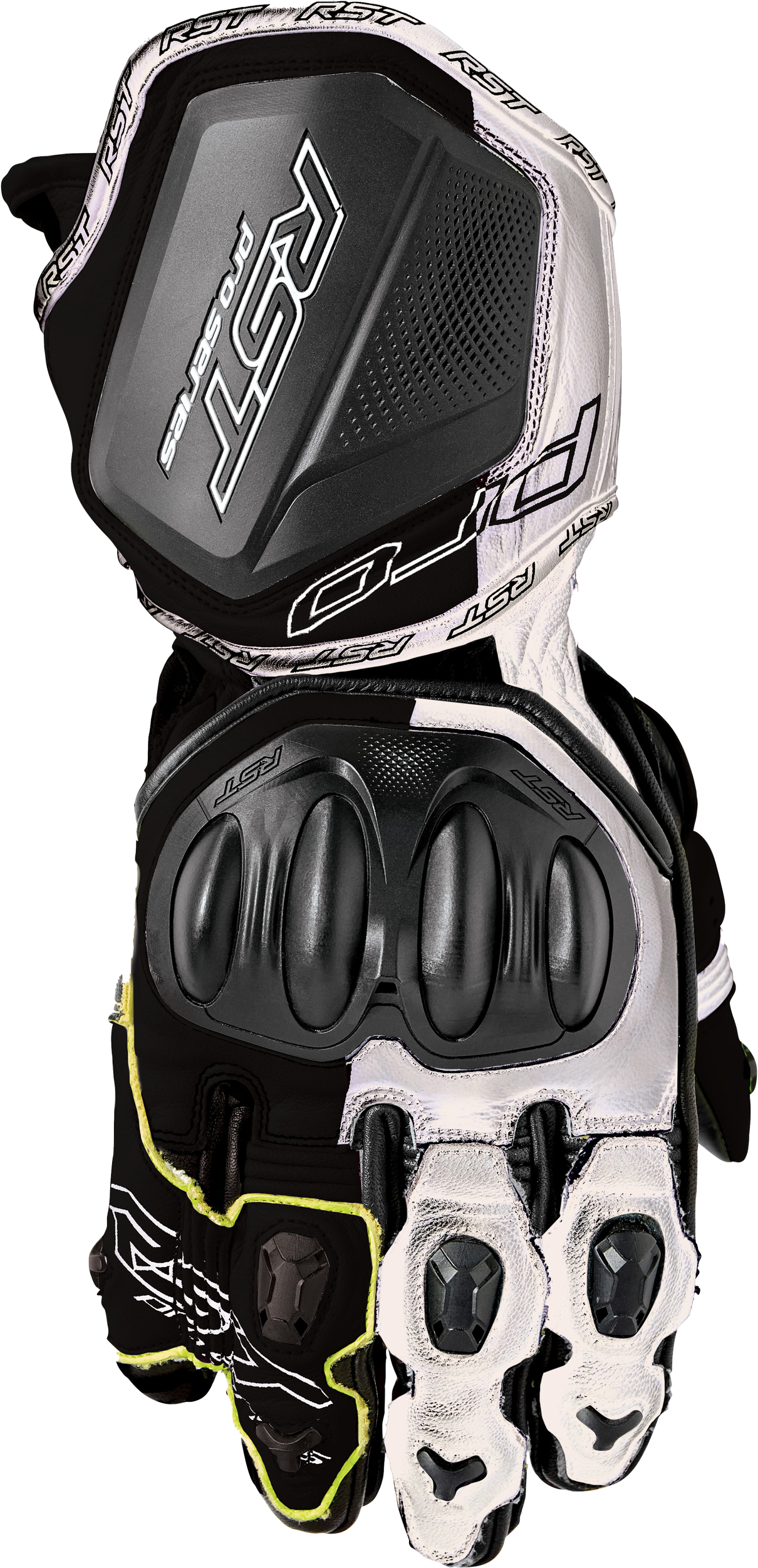 RST Pro Series GP D3O Gloves Black and White Leather XS - Enhanced Safety and Dexterity