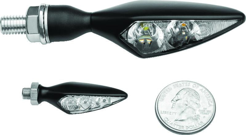 Kuryakyn Micro Rhombus Amber Turn Signal Set for Front and Rear - Satin Black, Part Number KUR2550