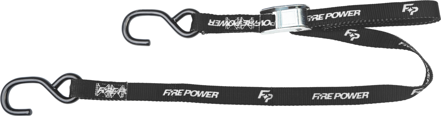 FIRE POWER 1 - Inch Tie Down Straps with Cam Buckle, 6 Feet, Black - Pair - Kelly Motorsports