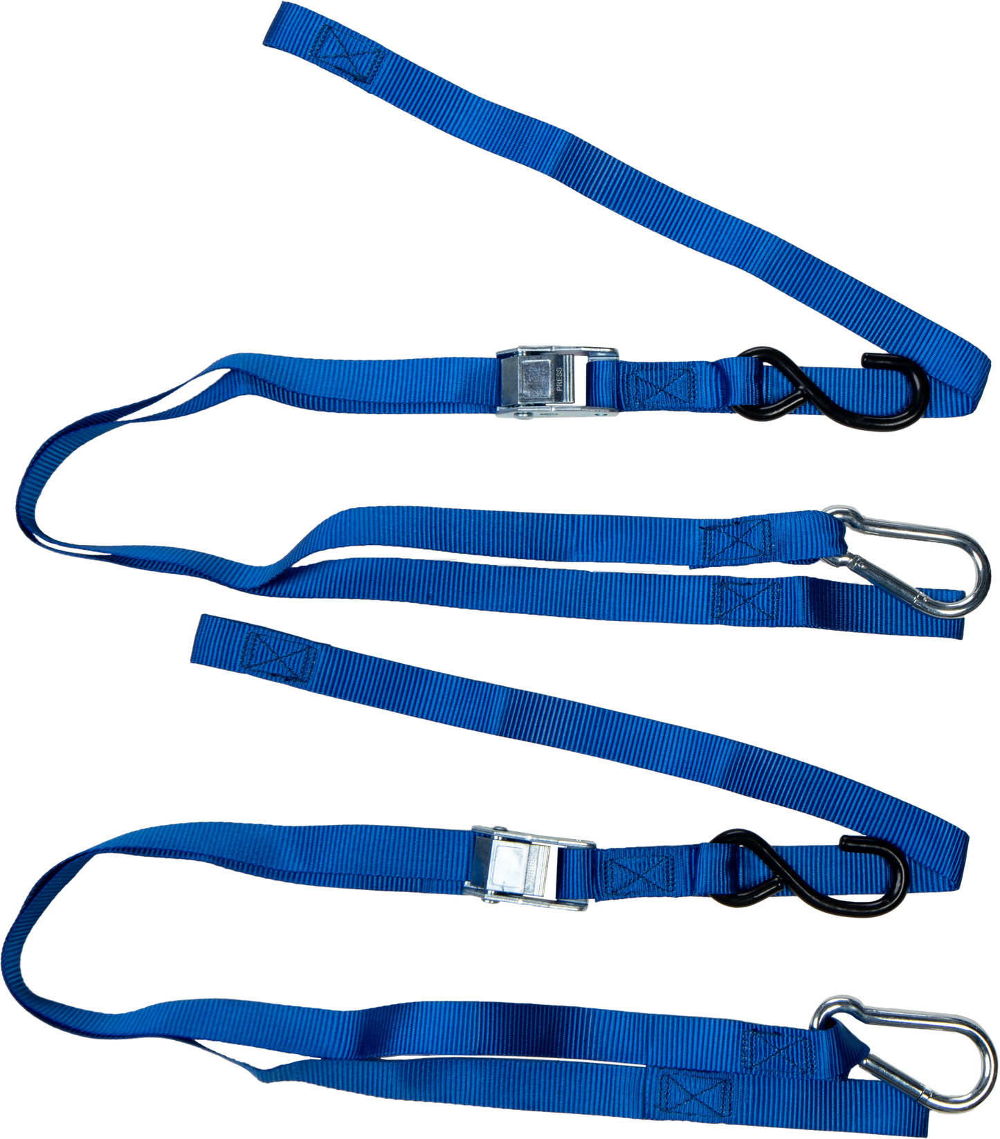 FIRE POWER 1 - Inch x 6 - Foot Tie Down Straps, Blue - Heavy Duty Webbing and S - Hooks (Pair) - Kelly Motorsports