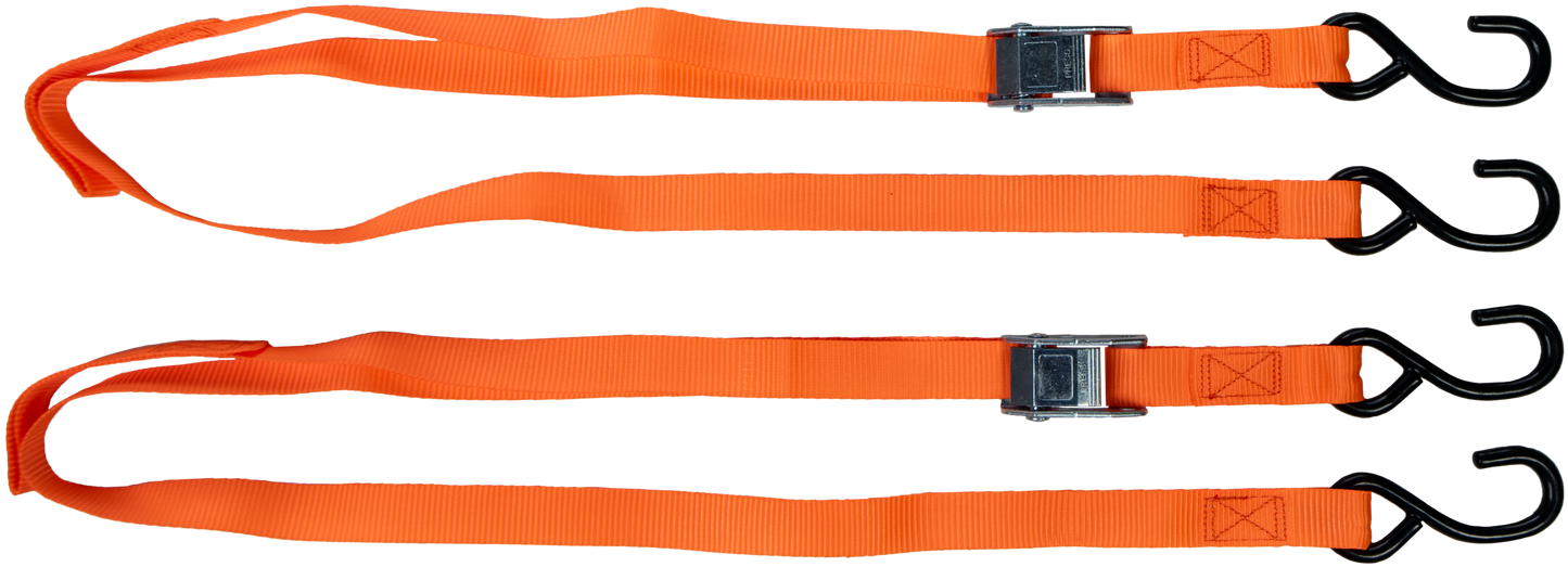 FIRE POWER 1 inch x 6 ft Tie Down Soft Tie with Cam Buckle and S - Hooks (Pair) - Kelly Motorsports