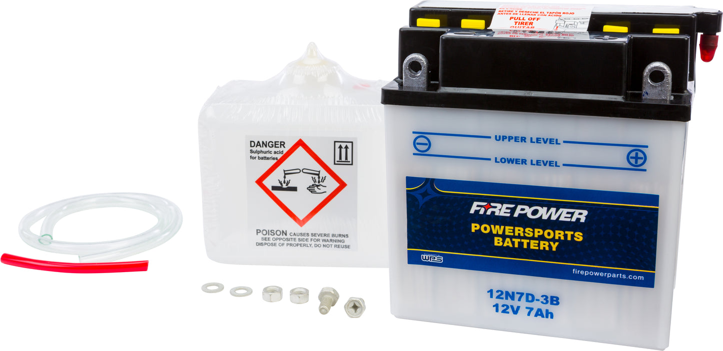 Fire Power 12N7D - 3B 12V Battery with Acid Pack for Yamaha YFM Models - Kelly Motorsports