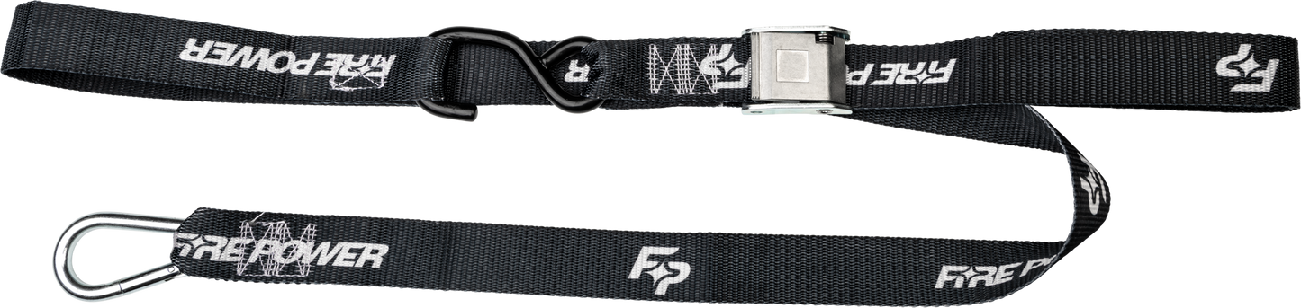 FIRE POWER 1.5 - Inch Tie Down Soft Tie Black Pair – Heavy Duty Nylon Webbing with Cam Buckle and Protective S - Hooks - Kelly Motorsports
