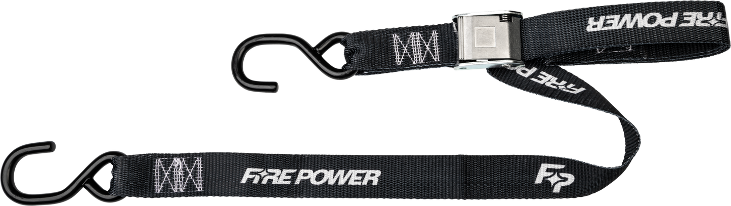 FIRE POWER 1.5 - inch Tie Down Straps (2 - Pack) with Cam Buckle and Heavy Duty S Hooks - Kelly Motorsports