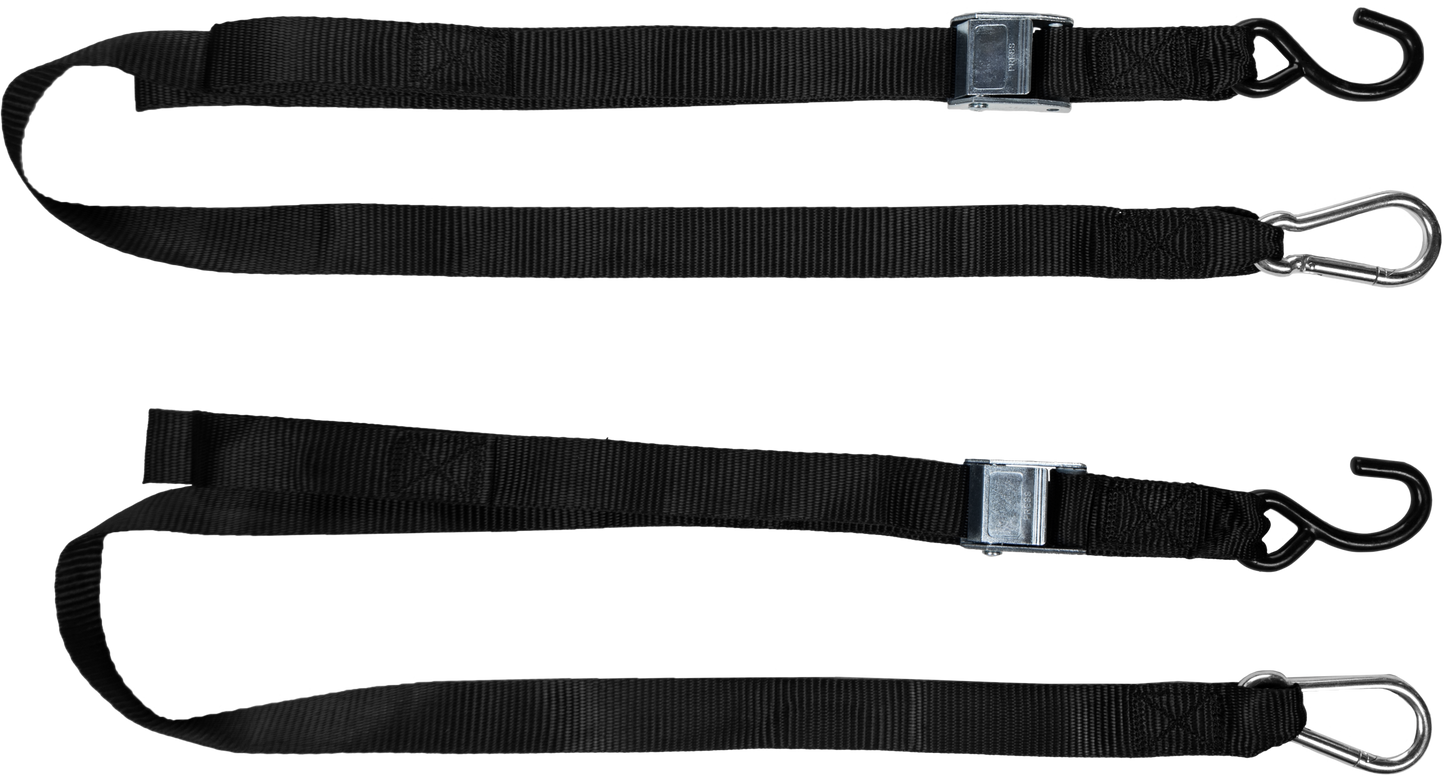 FIRE POWER 1.5 - inch x 6 - foot Tie Down Straps with Cam Buckle and Vinyl - Coated Hooks, Pack of 2 - Kelly Motorsports