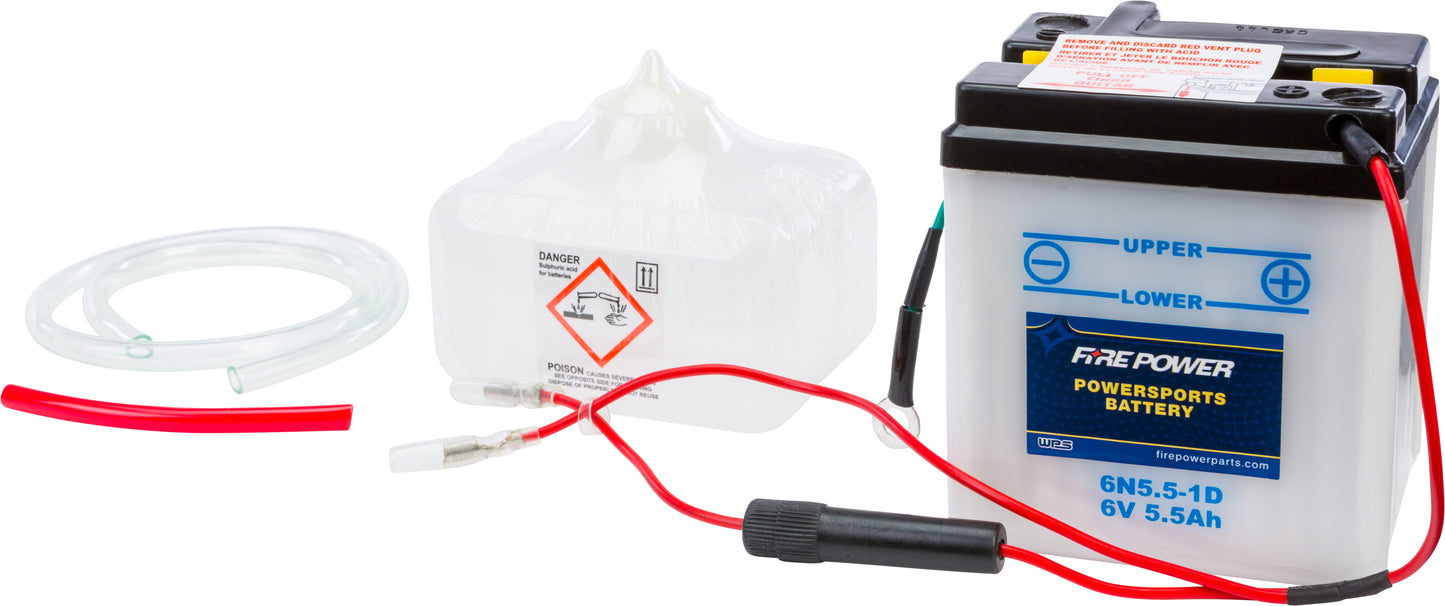 Fire Power 6N5.5 - 1D 6V Battery with Acid for Honda CT90 - Kelly Motorsports