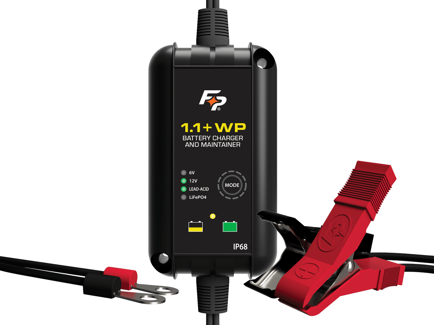 Fire Power Battery Charger IP68 Waterproof 6V/12V 1.1A - Model 030 - 0026 - 07 - Kelly Motorsports