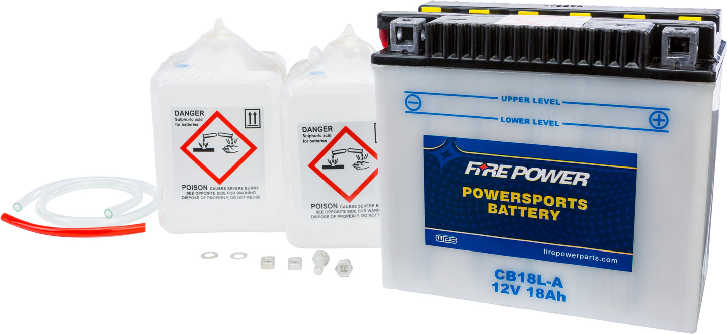 FIRE POWER CB18L - A 12V Heavy Duty Motorcycle Battery with Acid Pack - Kelly Motorsports