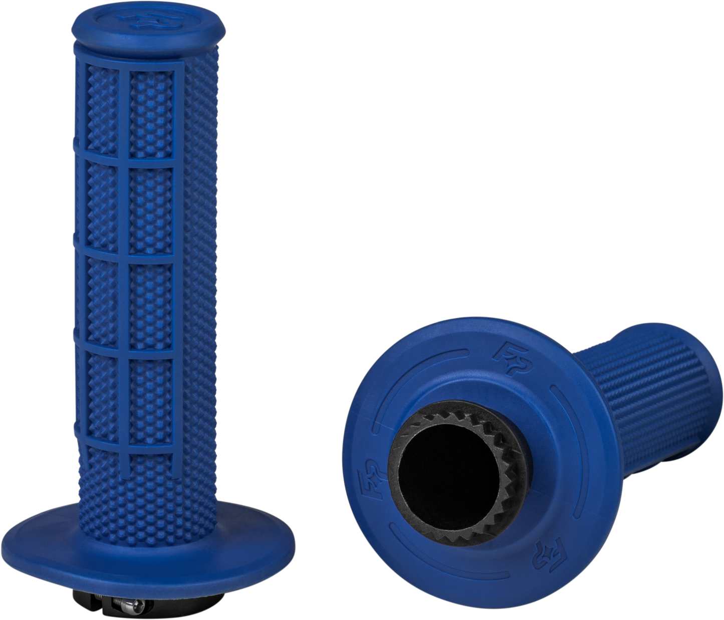 FIRE POWER Control MX Lock - On Grips Blue Half Waffle – Easy Installation, Durable Aluminum Ring - Kelly Motorsports