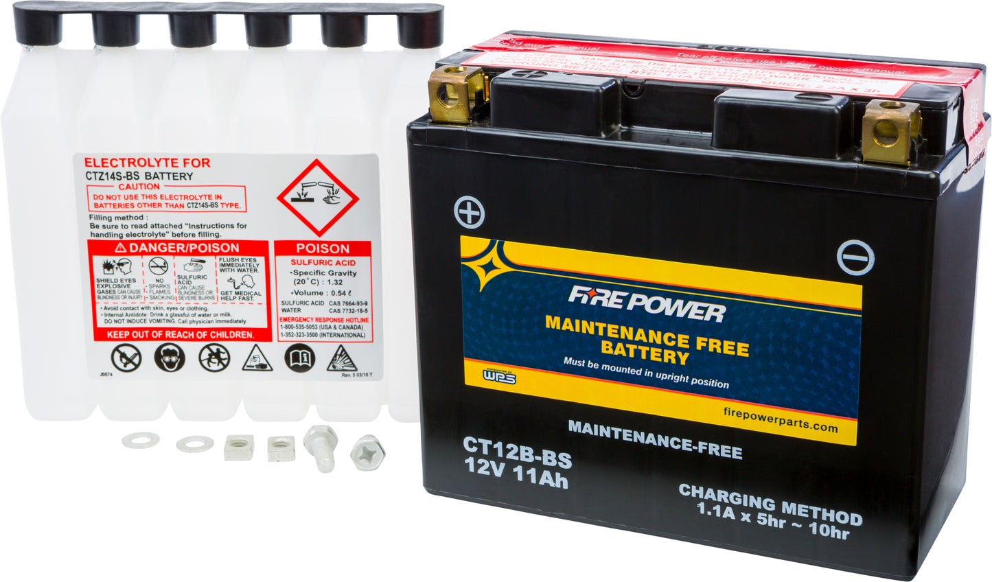 FIRE POWER CT12B - BS Sealed Maintenance Free 12V Motorcycle and ATV Battery - Kelly Motorsports
