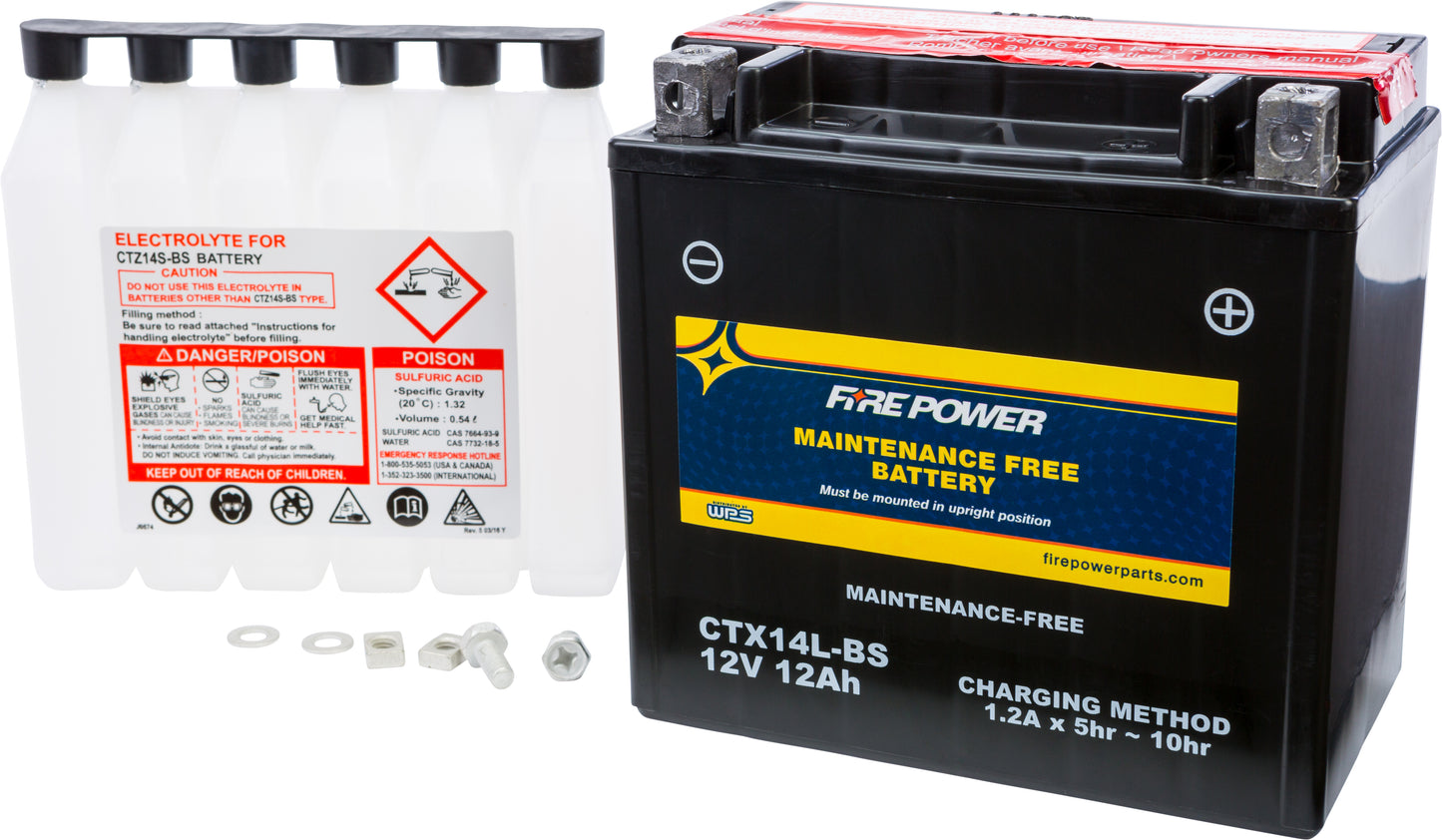 Fire Power CTX14L - BS Sealed Maintenance Free Motorcycle and ATV Battery - Kelly Motorsports