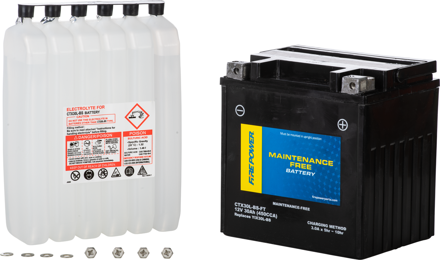 Fire Power CTX30L - BS - Ft Maintenance Free Sealed 12V Battery for Arctic Cat ATV and Side - by - Side - Kelly Motorsports