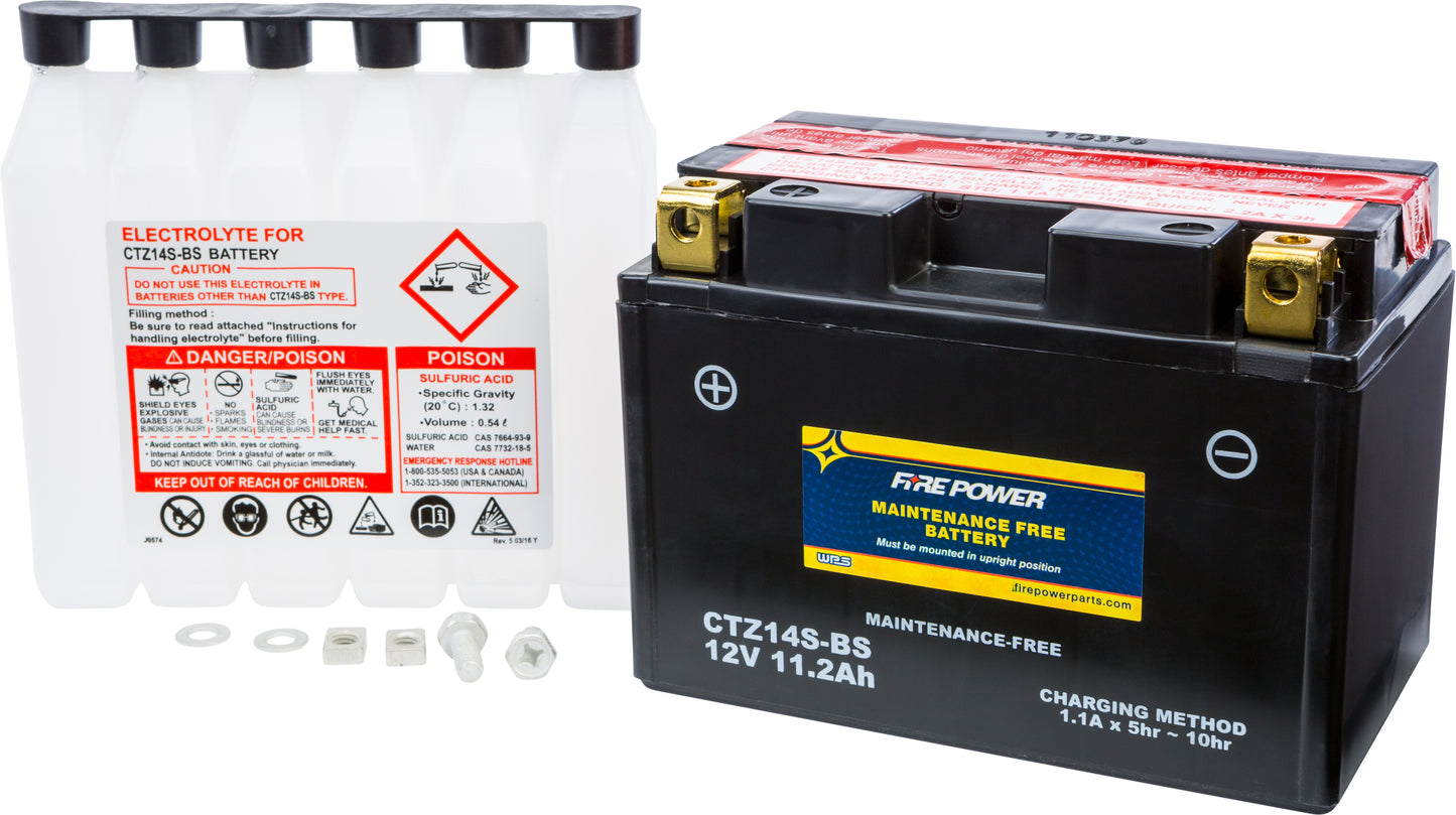Fire Power Ctz14s - Bs Maintenance Free Sealed 12V Battery for Motorcycles and ATVs - Kelly Motorsports