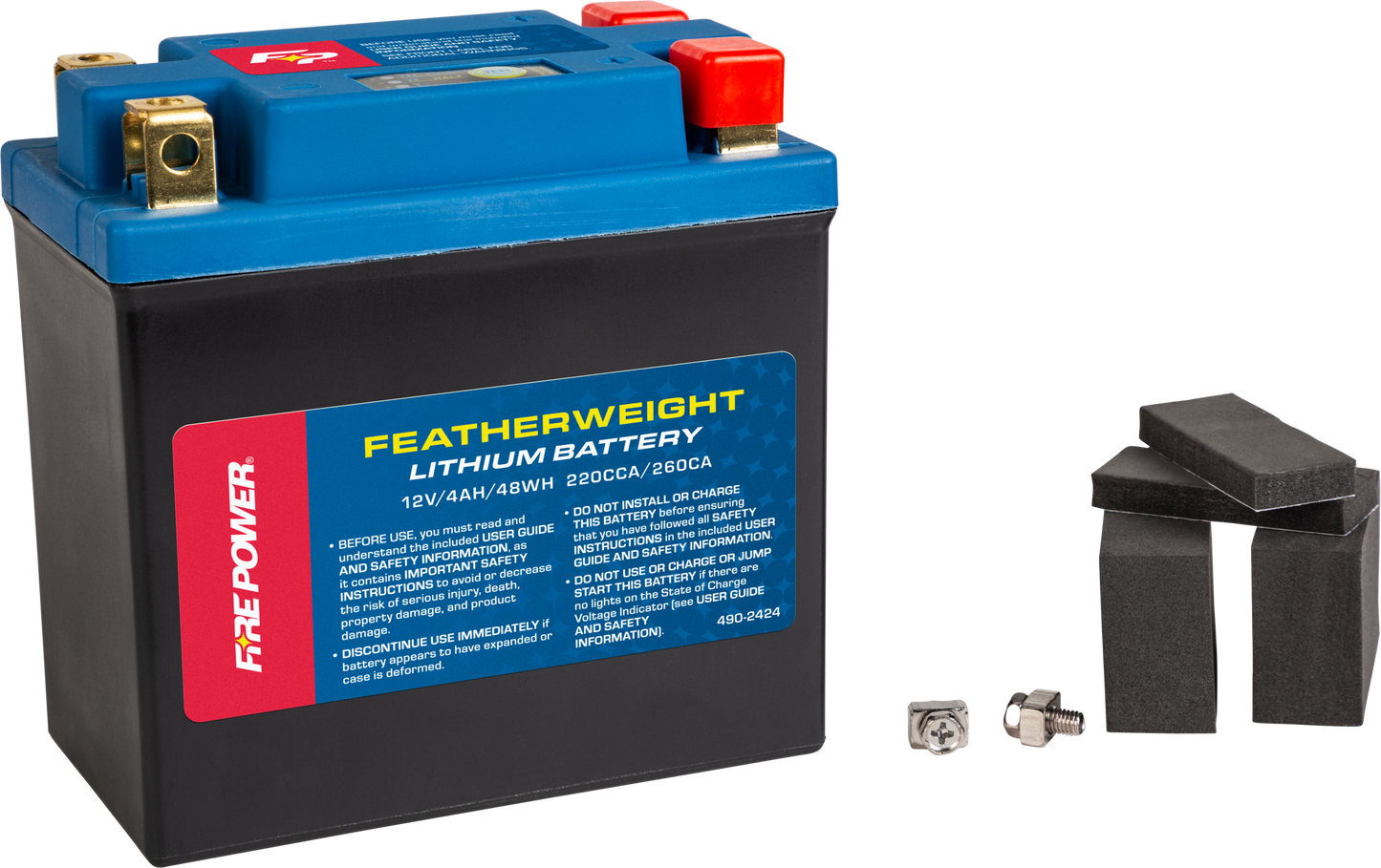 FIRE POWER Featherweight Lithium Battery HJTX14AHQ - FP - B – 12V 48Wh, 220 CCA, Lightweight with Long Cycle Life - Kelly Motorsports