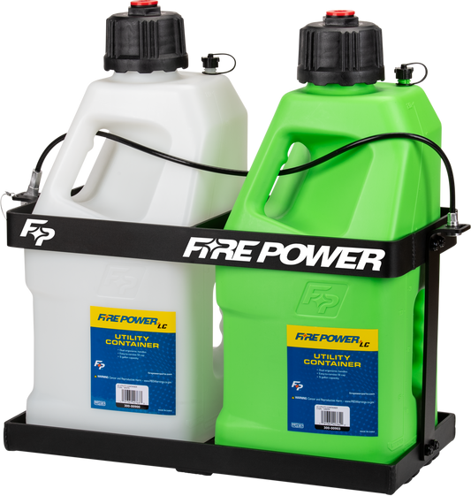 Fire Power LC 5 Gallon Utility 2 Jug Rack - Heavy Duty Aluminum with Lockable Retention Cable - Kelly Motorsports
