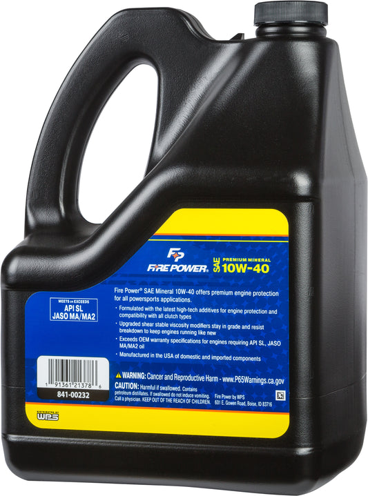 Fire Power Mineral Oil 10W - 40 4 - Stroke Motorcycle Oil - 1 Gallon (Part Number 196980) - Kelly Motorsports