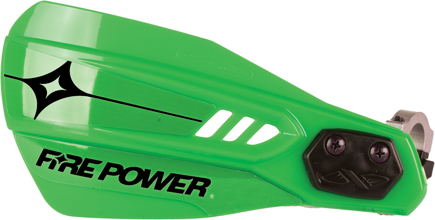 FIRE POWER Open Handguard Green – Slim, Durable Composite Motorcycle Hand Shield - Kelly Motorsports