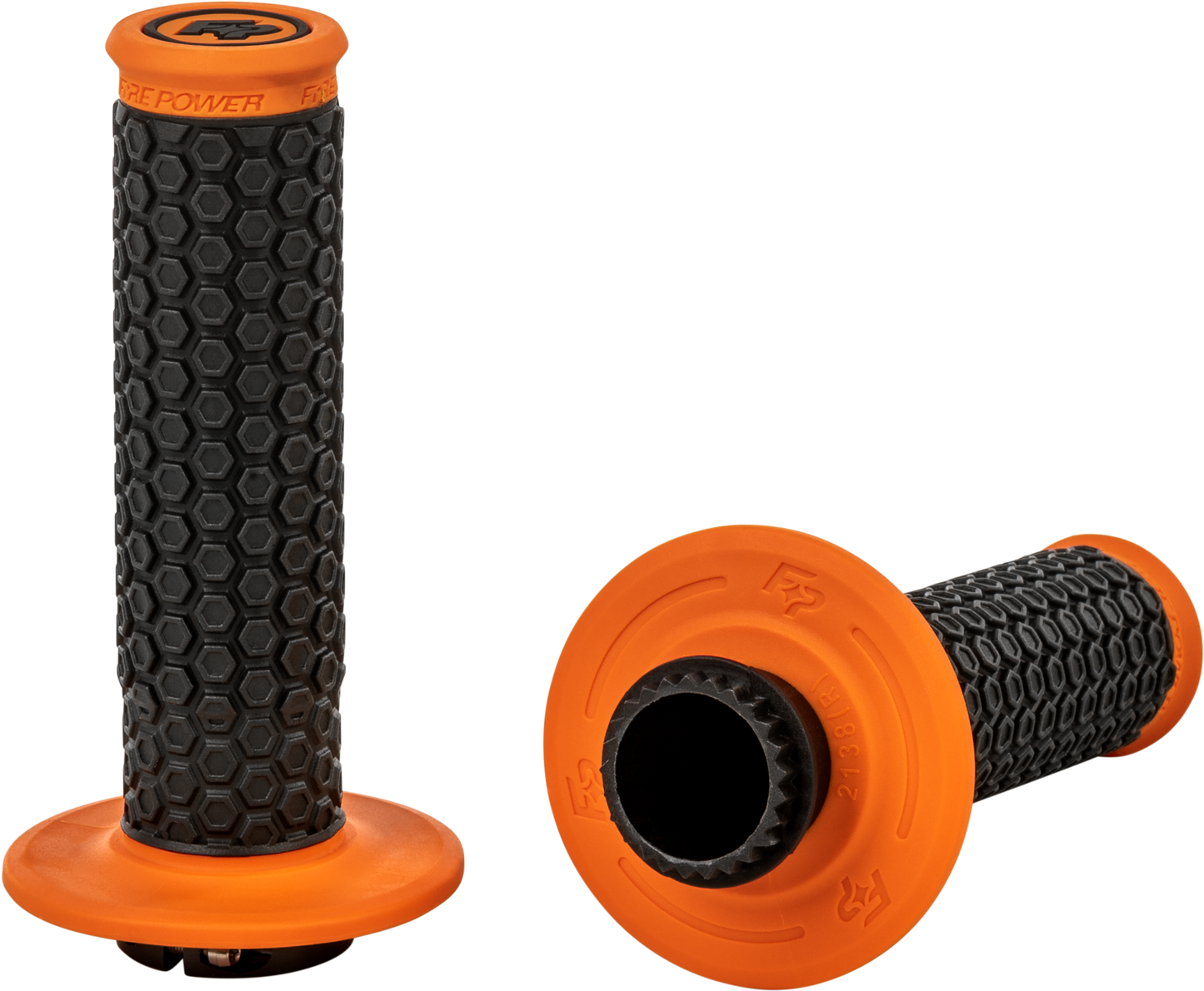 FIRE POWER Pilot MX Lock - On Grips Orange - Easy Installation, Durable Aluminum Ring, Universal Fit - Kelly Motorsports
