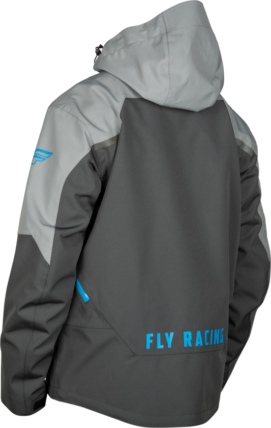 Fly Racing Carbon Jacket Grey/Blue 2X - Waterproof Snow Ski Jacket with Breathable Technology - Kelly Motorsports