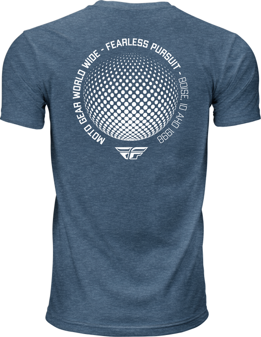 Fly Racing Fly Worldwide Tee Blue Large - Comfortable 100% Cotton Crew Neck T-Shirt - Kelly Motorsports