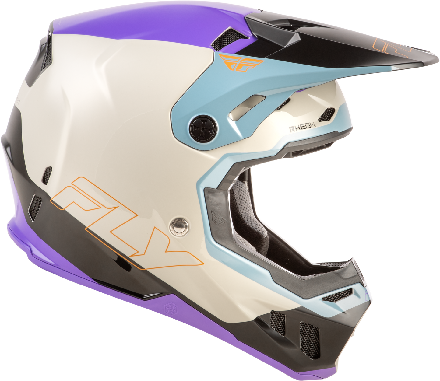 Fly Racing Formula CC Glide Helmet Purple, Stone & Black – Lightweight, Impact - Resistant Motorcycle Helmet with Advanced Safety Features - Kelly Motorsports