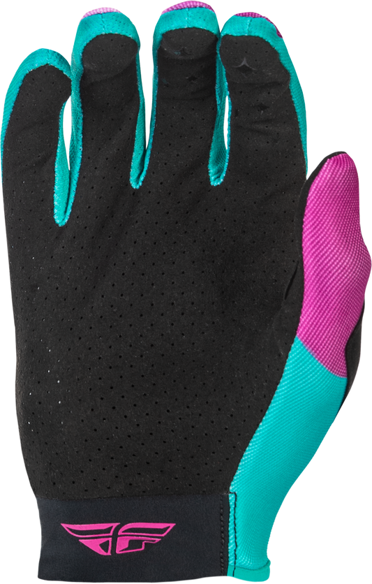 Fly Racing Women's Lite Gloves Pink/Turquoise 2X - Lightweight Race Gloves with Touch Screen Compatibility - Kelly Motorsports