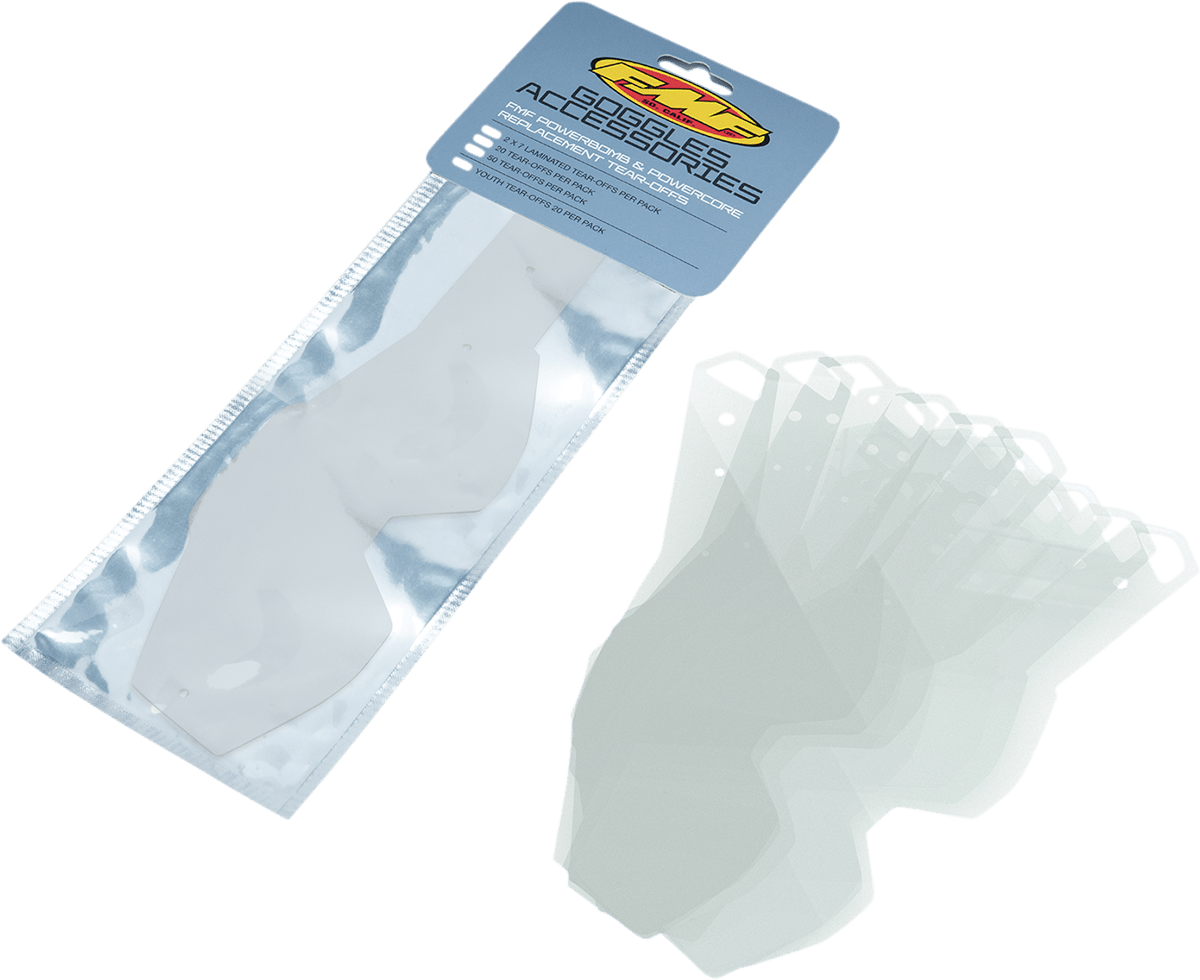 FMF PowerBomb/PowerCore Tear-Offs - Standard - 20 Pack F-59011-00001 - Kelly Motorsports