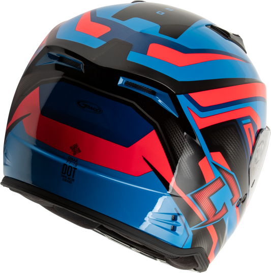 GMAX F11811218 FF 18 Drift Helmet - Black, Blue & Red with Sun Shade and Advanced Ventilation - Kelly Motorsports