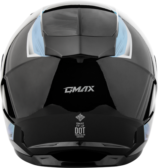 GMAX FF - 49 Syth Helmet Black/Silver Blue Small - Lightweight DOT Approved Motorcycle Helmet with COOLMAX® Interior and UV400 Shield - Kelly Motorsports