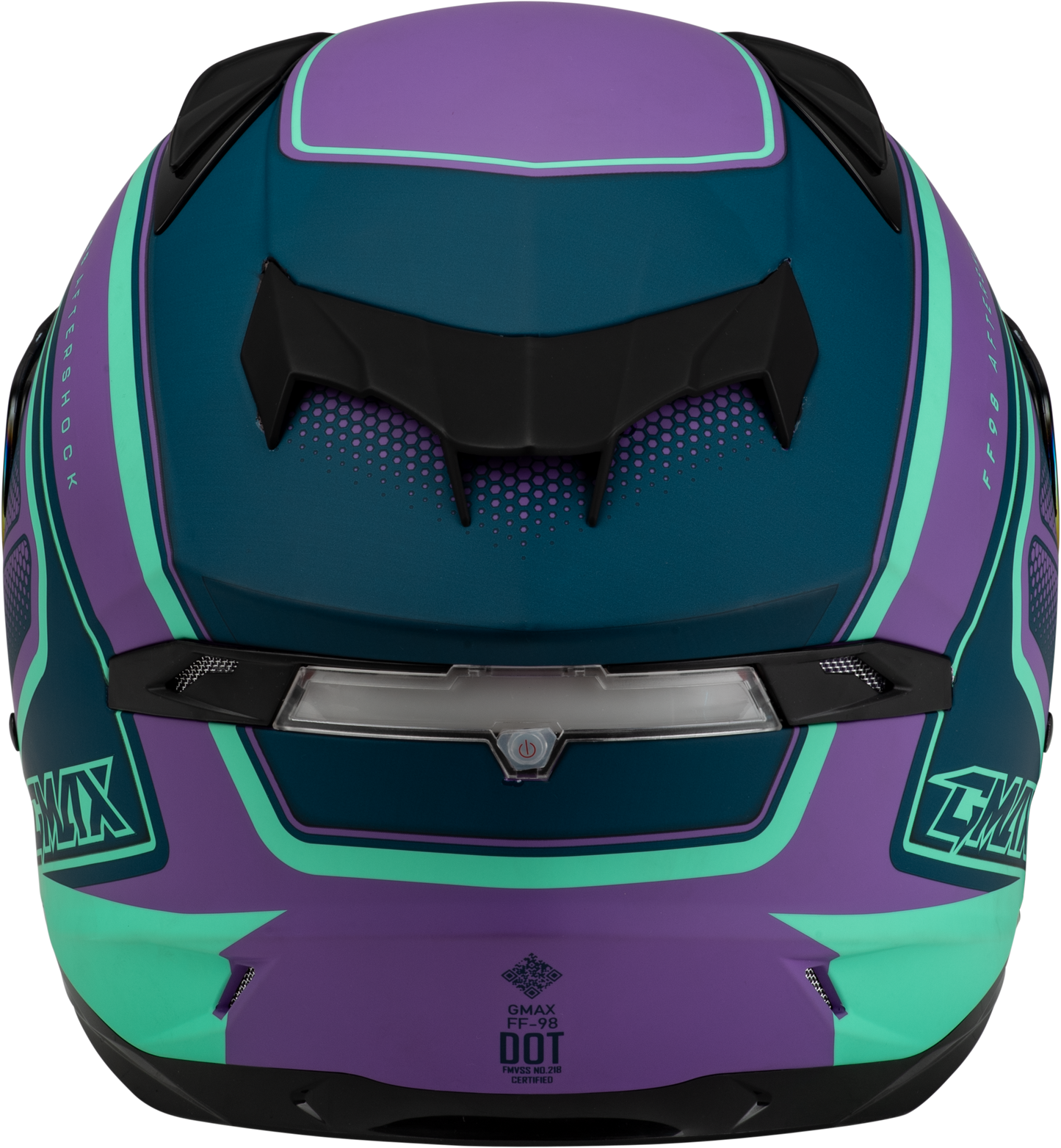 GMAX FF - 98 Aftershock Helmet Matte Purple/Blue XL with Integrated LED Rear Light and Quick - Release Shield - Kelly Motorsports