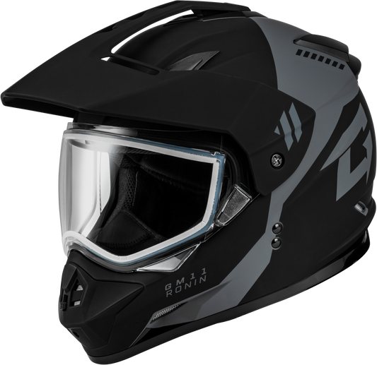 GMAX GM - 11 Ronin Dual Sport Helmet Matte Black/Silver – All - Purpose Motorcycle Helmet with Sun - Blocking Peak and Intercom Compatibility - Kelly Motorsports