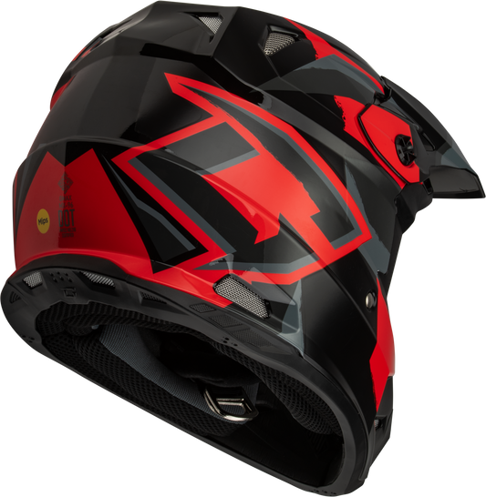 GMAX MX - 96 Splinter Helmet Black/Red Large – DOT Approved Motorcycle Helmet with MIPS and Advanced Ventilation - Kelly Motorsports